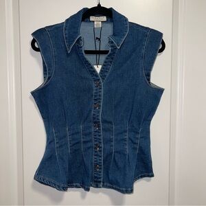 Bagatelle Denim Peplum Top Sleeveless Button Up NWT Small